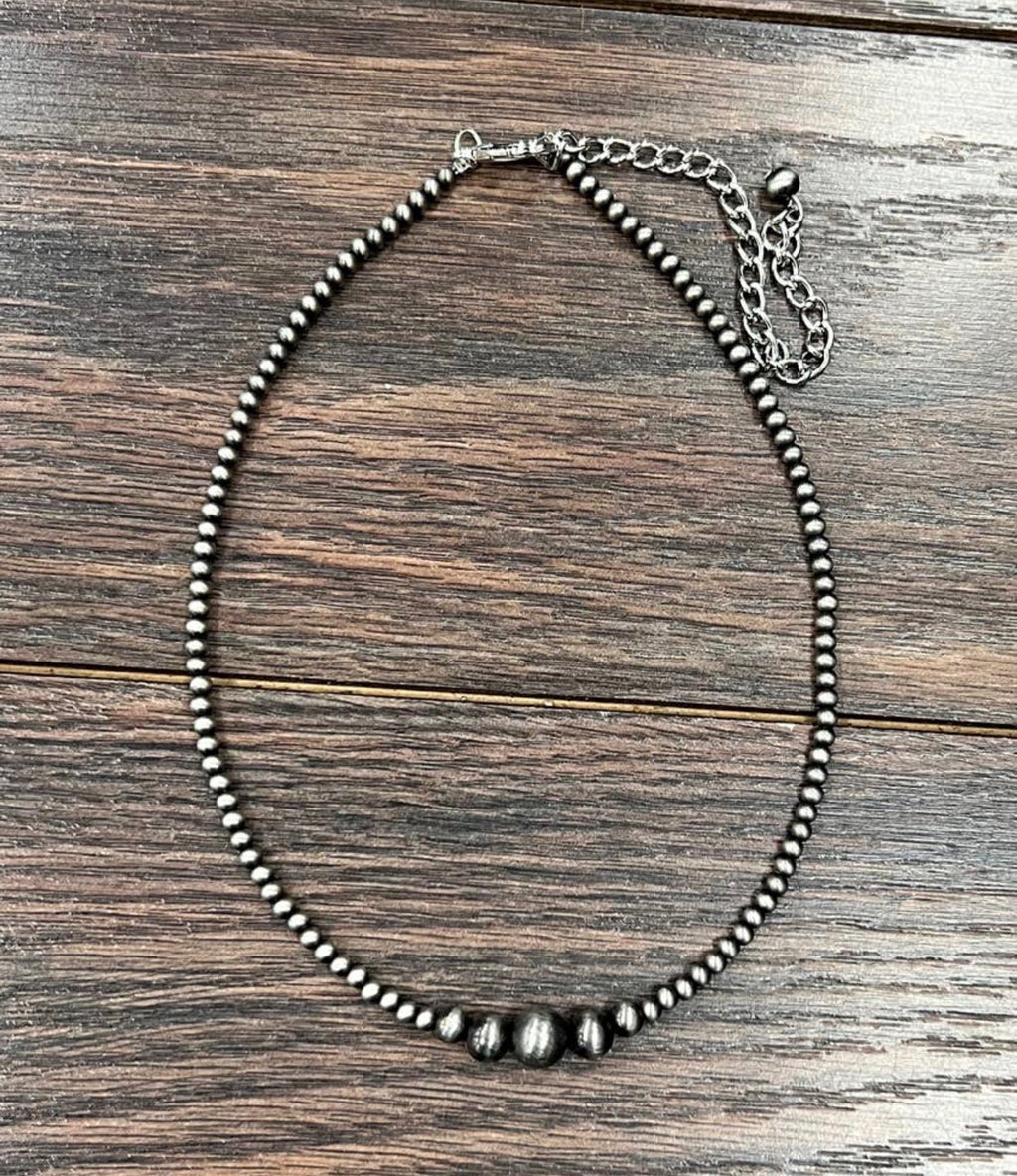 Faux 15" Silver Bead Necklace