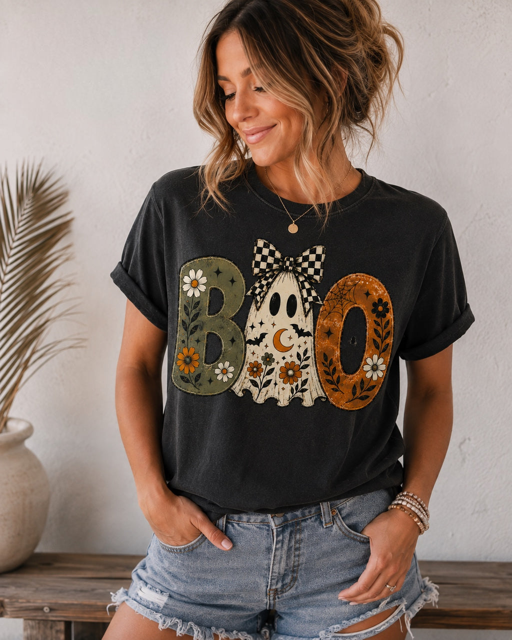 Boo Ghost Halloween Graphic Tee