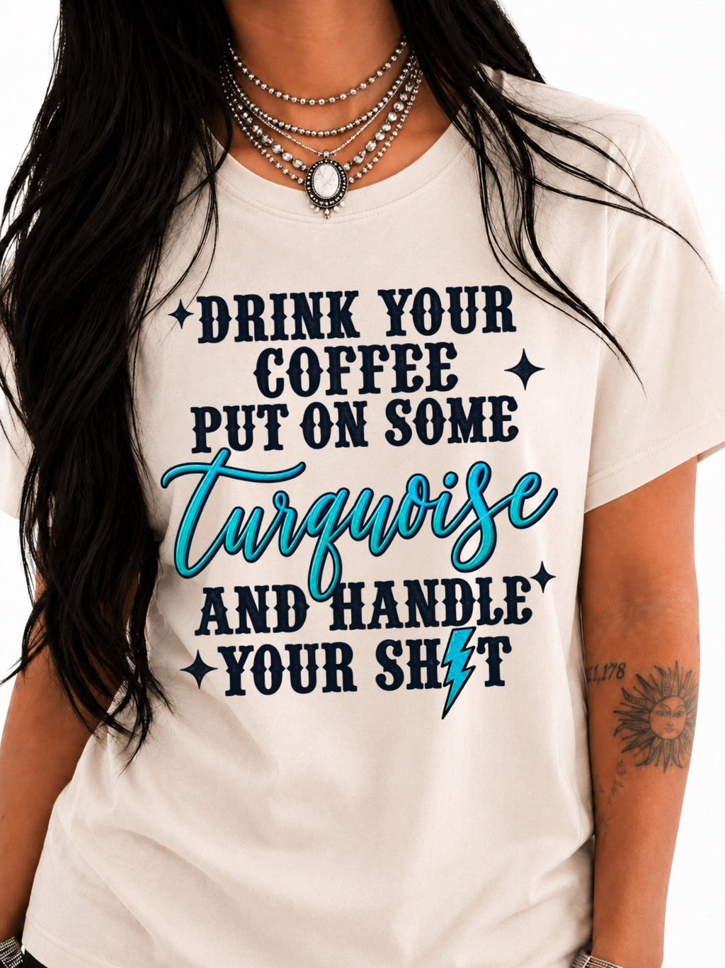 Coffee & Turquoise Western Graphic Tee