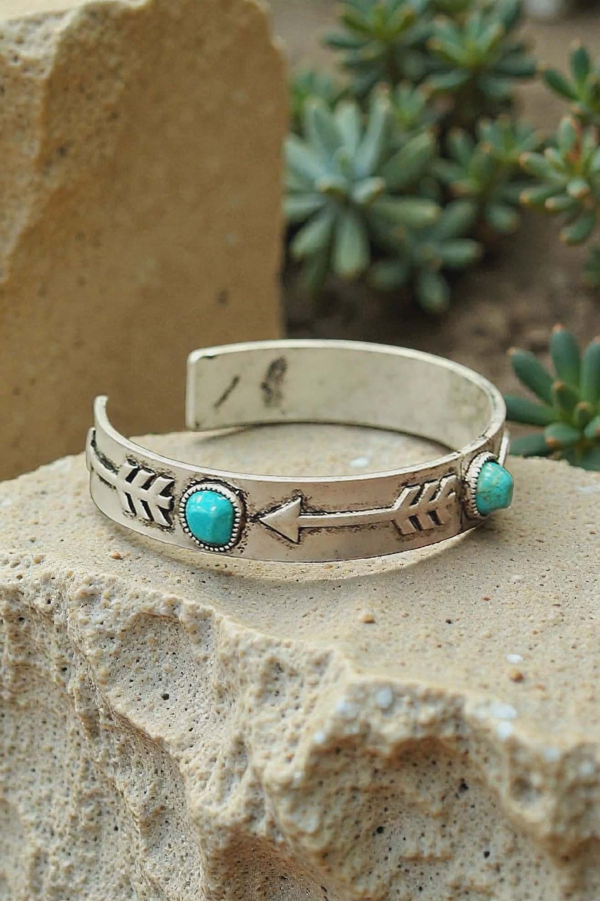Faux Turquoise Arrow Cuff