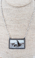 VINTAGE STALLION SPIRIT SILVERTONE NECKLACE