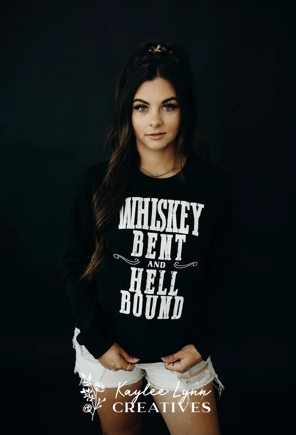 Whiskey Bent & Hell Bound Graphic on Gildan Black Shirt – Graphic Tee, Long Sleeve & Crewneck.