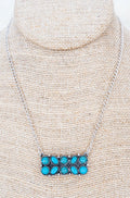TURQUOISE ROCK CREEK TRAIL SILVERTONE NECKLACE