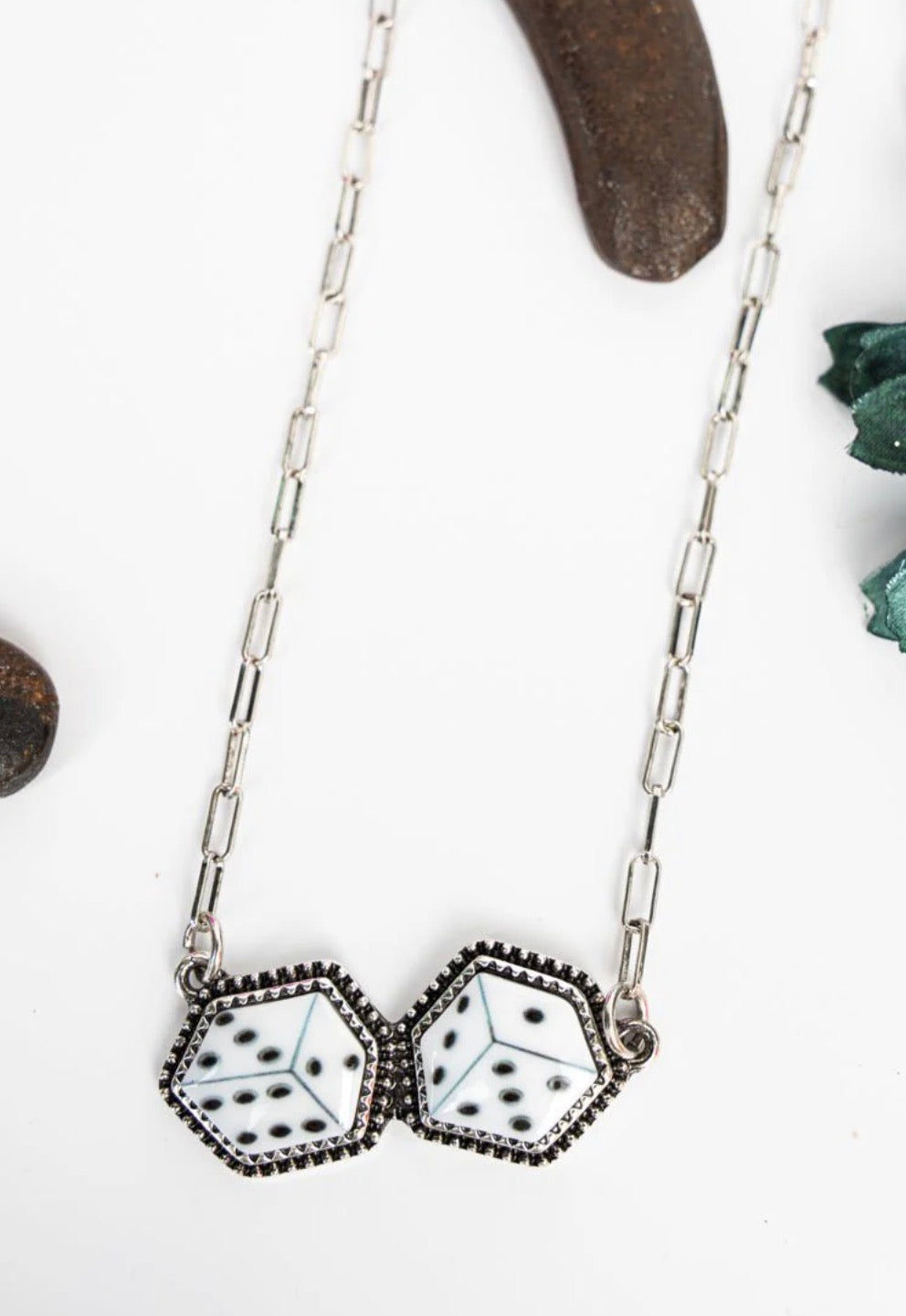 GAMBLER'S PARADISE SILVERTONE NECKLACE