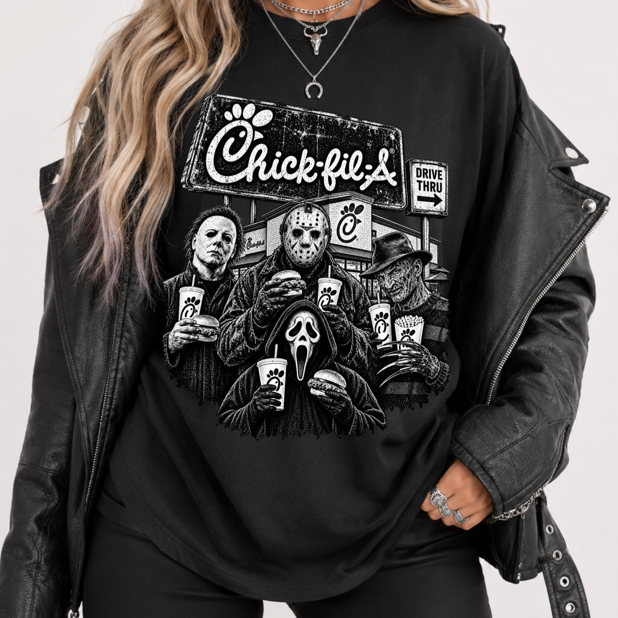 Horror Drive-Thru Halloween Graphic Tee