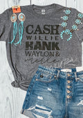Cash Willie Hank Waylon & Merle Country Legends Graphic on Gildan Softstyle Dark Heather Shirt – Graphic Tee, Long Sleeve & Crewneck.
