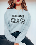 Yeehaws & Hellnaws Western Pistols Graphic on Gildan Softstyle Sport Grey Shirt – Graphic Tee, Long Sleeve & Crewneck.